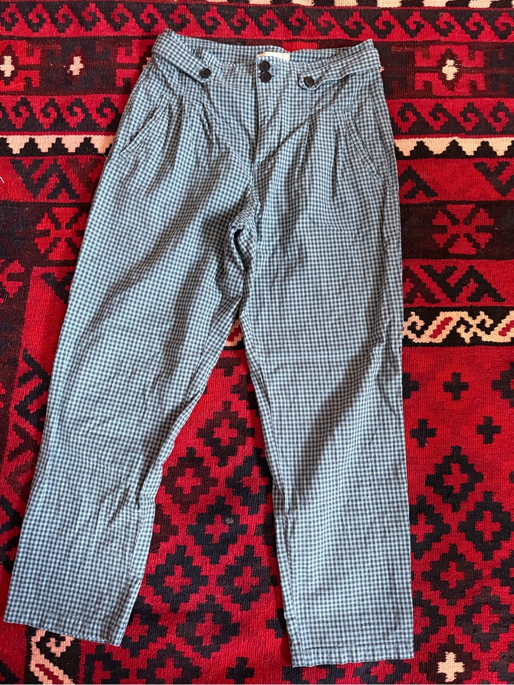 Sundance Black & White Gingham High-Waist Trousers